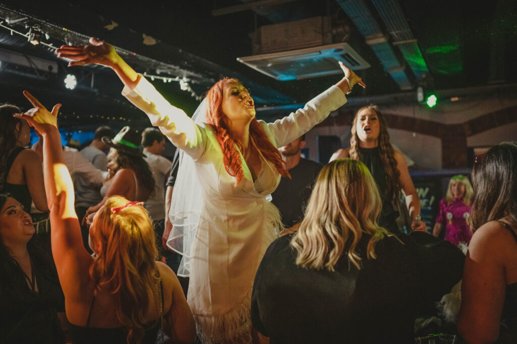 hen do - bride dancing on table